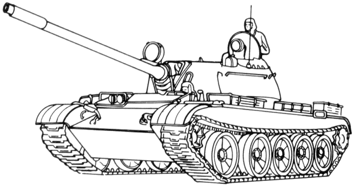 An infrared light mounted to the right of the glacis plate T54 T55